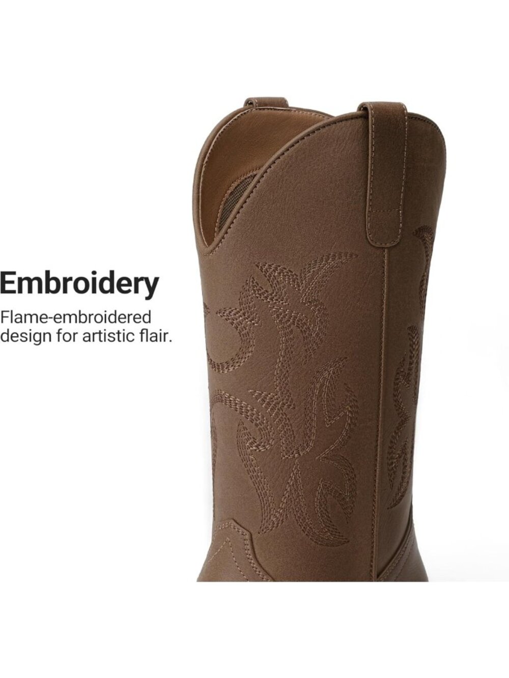 Stylish Women's Wide Square Toe Cowboy Boots - Mid Calf, Embroidered Retro - Picture 7 of 8